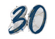 Sempertex-Folie-Betallic-Anagram-Flexmetal-Balloons-Shape-Marble-Number 30 - Blue