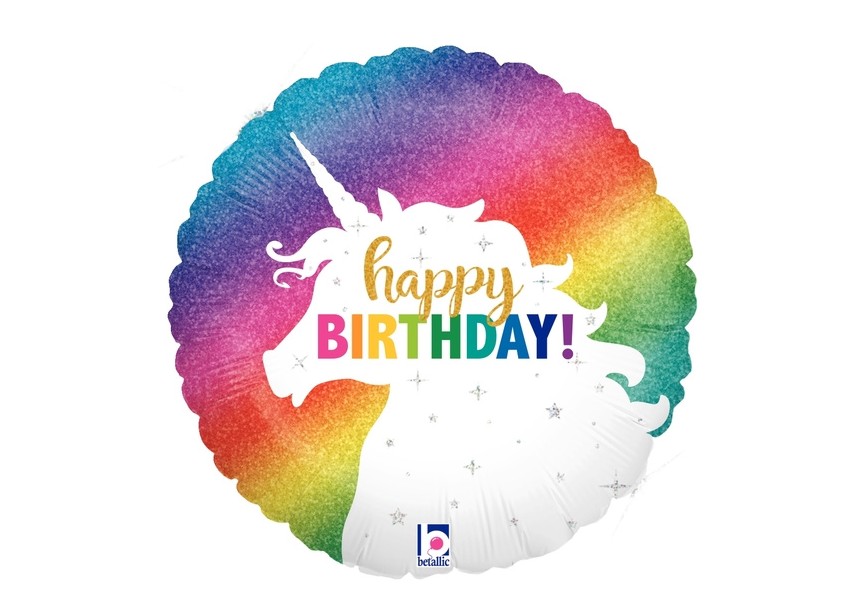Sempertex-Folie-Betallic-Anagram-Flexmetal-Balloons-Shape-Rainbow Glitter Unicorn Birthday