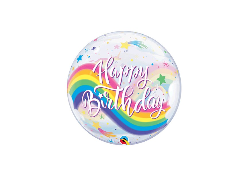 Sempertex-Folie-Betallic-Anagram-Flexmetal-Balloons-Shape-Bubbles-Unicorn Rainbow Birthday