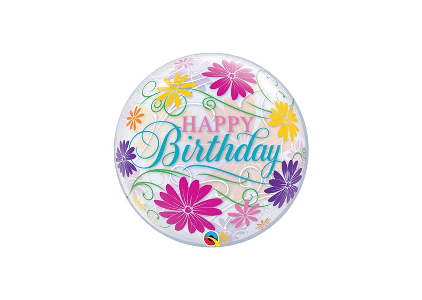 Sempertex-Folie-Betallic-Anagram-Flexmetal-Balloons-Shape-Bubbles-Happy Birthday Flowers and Filigree
