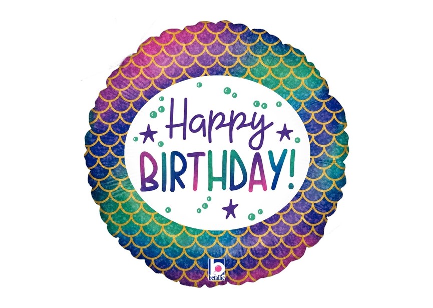 Sempertex-Folie-Betallic-Anagram-Flexmetal-Balloons-Shape-Happy Birthday Mermaid