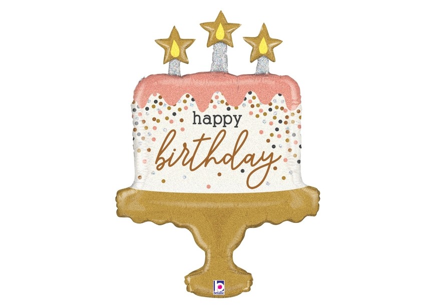 Sempertex-Folie-Betallic-Anagram-Flexmetal-Balloons-Shape-Happy Birthday Glittering Cake