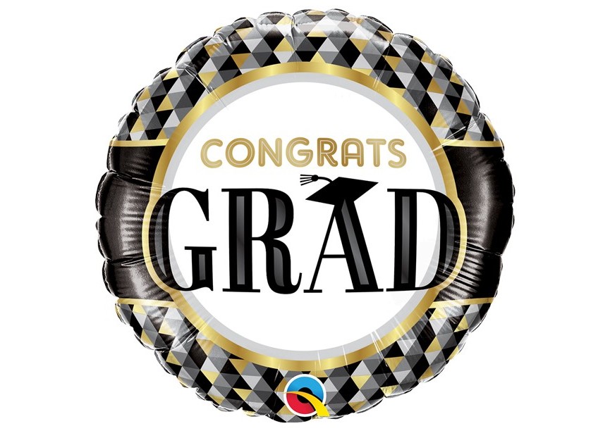 Sempertex-Folie-Betallic-Anagram-Flexmetal-Balloons-Shape-Black and Gold congrats Grad