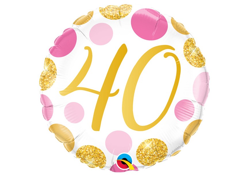 Sempertex-Folie-Betallic-Anagram-Flexmetal-Balloons-Shape-Pink Gold dots - Number 40