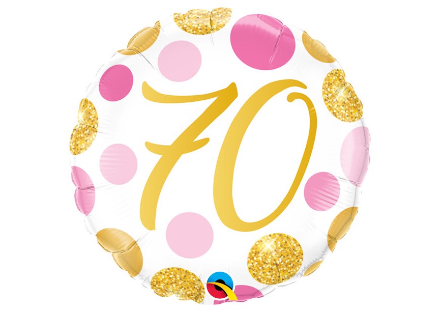 Sempertex-Folie-Betallic-Anagram-Flexmetal-Balloons-Shape-Pink Gold dots - Number 70