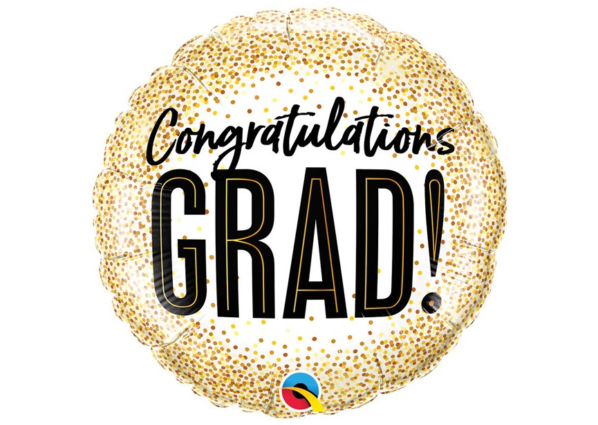 Sempertex-Folie-Betallic-Anagram-Flexmetal-Balloons-Shape-Congratulations Grad Gold Glitter
