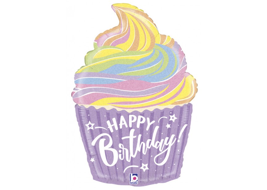Sempertex-Folie-Betallic-Anagram-Flexmetal-Balloons-Shape-happy Birthday pastel cupcake