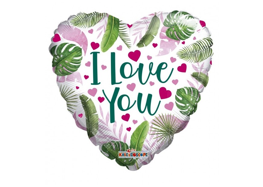 Sempertex-Folie-Betallic-Anagram-Flexmetal-Balloons-Shape- love you hearts and leaves