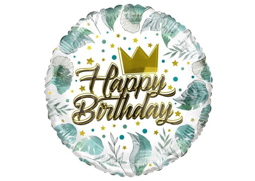 Sempertex-Folie-Betallic-Anagram-Flexmetal-Balloons-Shape-happy Birthday crown and leaves