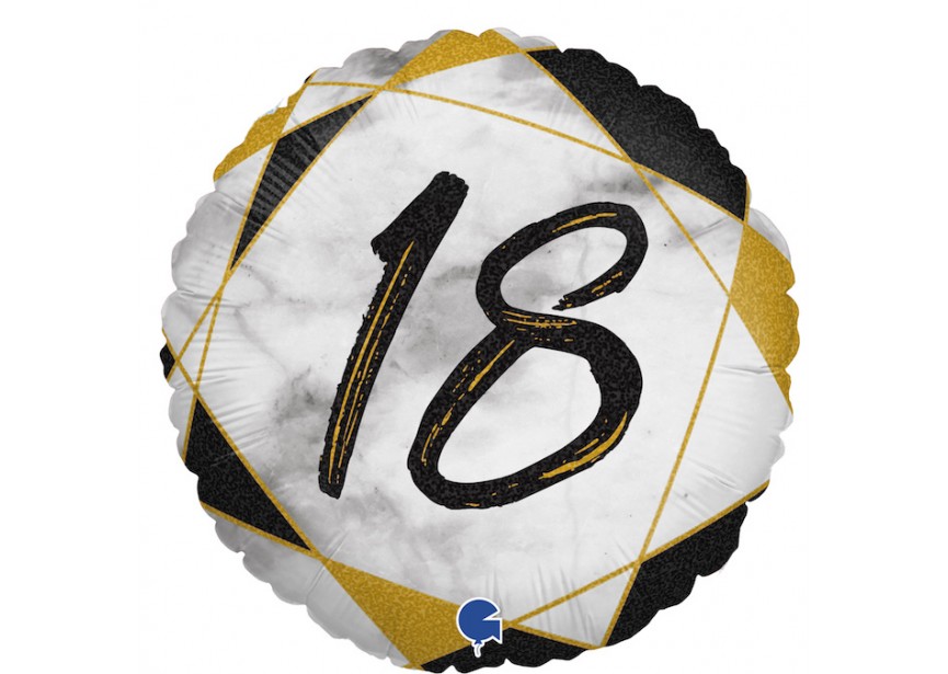 Sempertex-Folie-Betallic-Anagram-Flexmetal-Balloons-Shape-Marble-18inch- Number 18