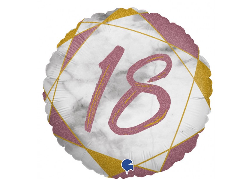 Sempertex-Folie-Betallic-Anagram-Flexmetal-Balloons-Shape-Marble-18inch- Number 18-Rose Gold