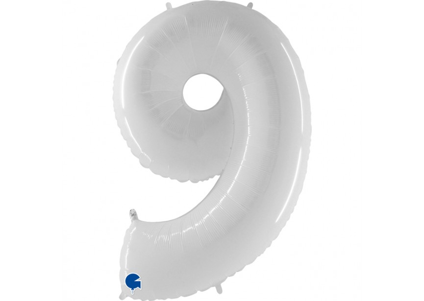 Sempertex-Folie-Betallic-Anagram-Flexmetal-Balloons-Shape-Number 9- White