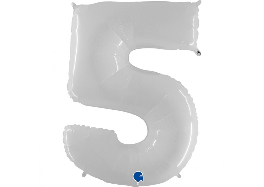 Sempertex-Folie-Betallic-Anagram-Flexmetal-Balloons-Shape-Number 5- White