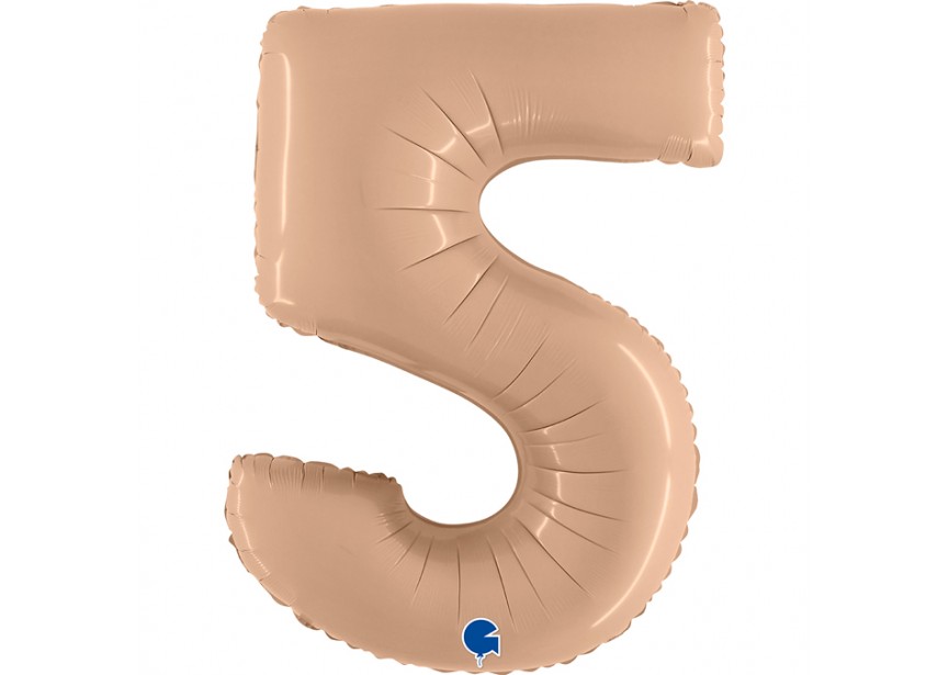 Sempertex-Folie-Betallic-Anagram-Flexmetal-Balloons-Shape-Satin Nude-Number 5