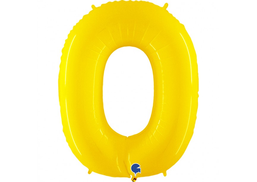Sempertex-Folie-Betallic-Anagram-Flexmetal-Balloons-Shape-Yellow Shiny-Number 0