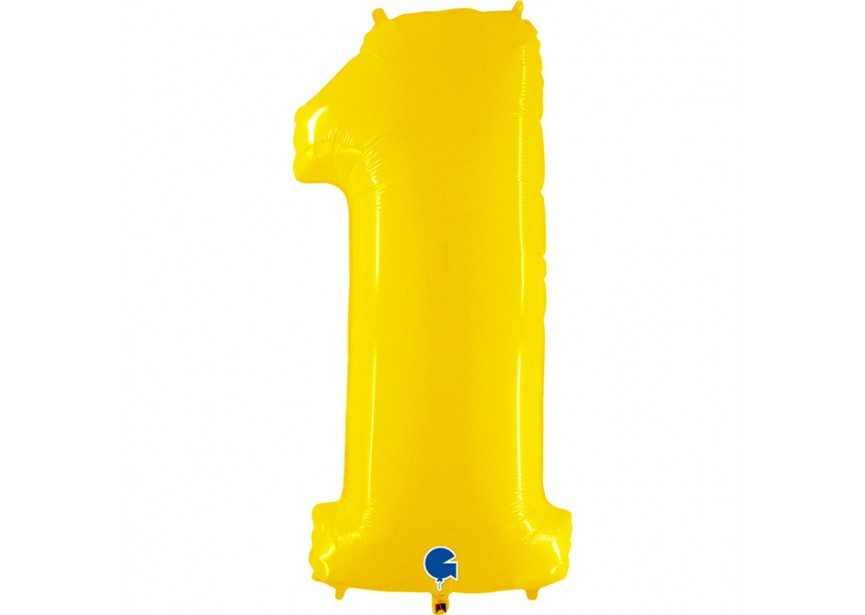 Sempertex-Folie-Betallic-Anagram-Flexmetal-Balloons-Shape-Yellow Shiny-Number 1