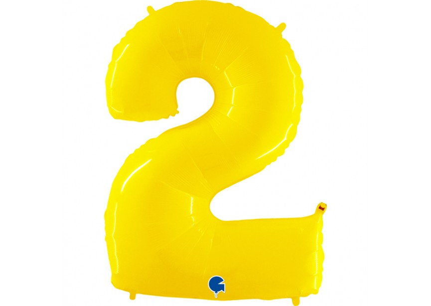 Sempertex-Folie-Betallic-Anagram-Flexmetal-Balloons-Shape-Yellow Shiny-Number 2