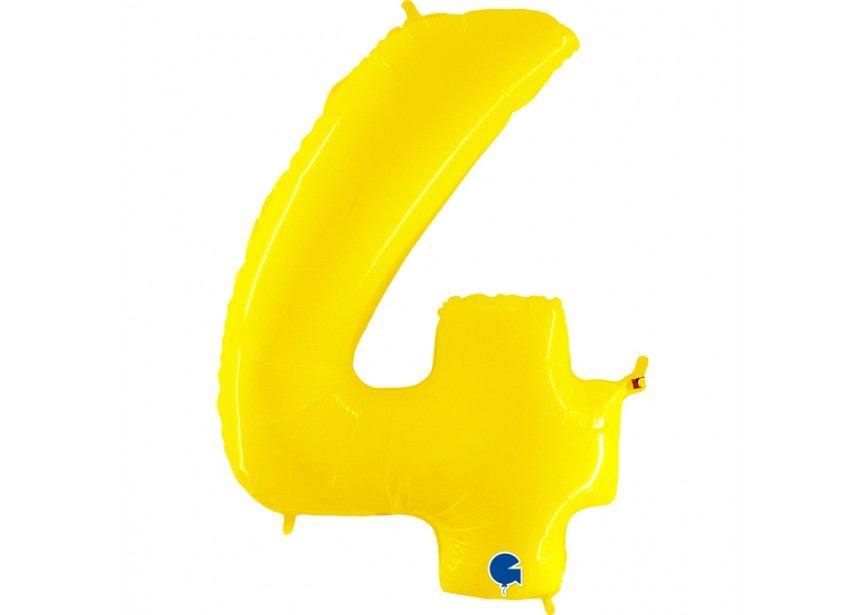 Sempertex-Folie-Betallic-Anagram-Flexmetal-Balloons-Shape-Yellow Shiny-Number 4