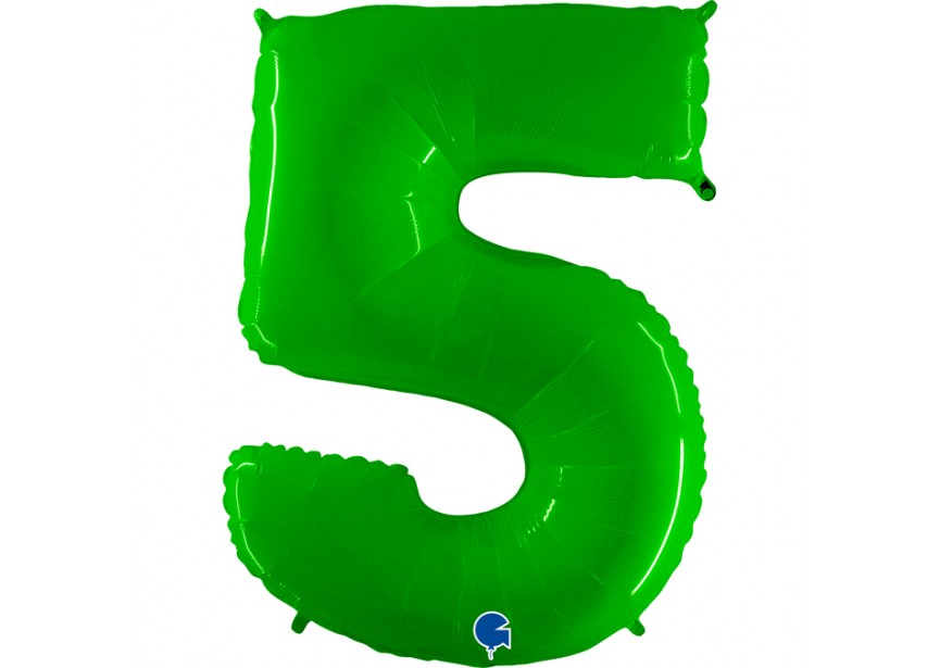 Sempertex-Folie-Betallic-Anagram-Flexmetal-Balloons-Shape-Hot Lime Shiny-Number 5