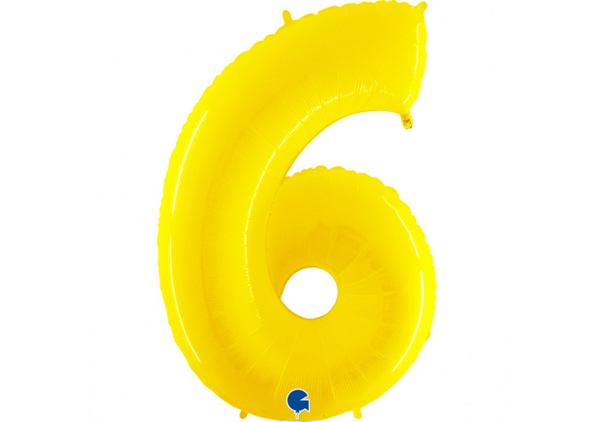 Sempertex-Folie-Betallic-Anagram-Flexmetal-Balloons-Shape-Yellow Shiny-Number 6