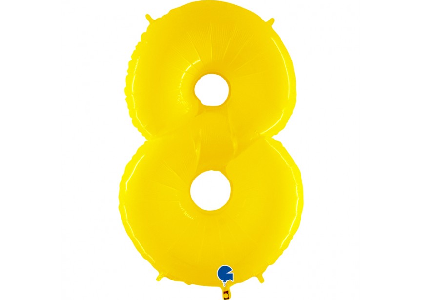 Sempertex-Folie-Betallic-Anagram-Flexmetal-Balloons-Shape-Yellow Shiny-Number 8