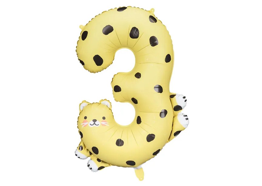 Sempertex-Folie-Betallic-Anagram-Flexmetal-Balloons-Shape-Number 3-Cheetah