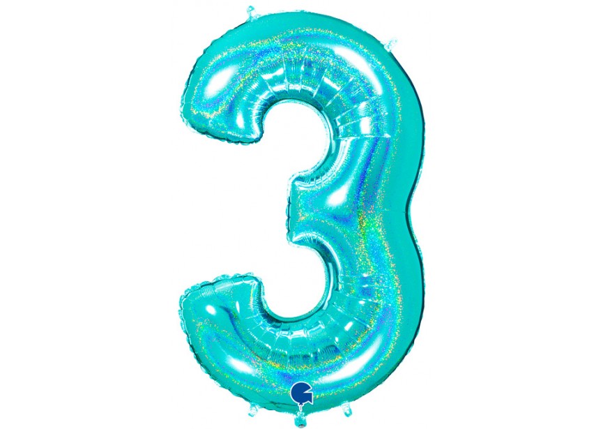 Sempertex-Folie-Betallic-Anagram-Flexmetal-Balloons-Shape-Glitter Tiffany-Number 3