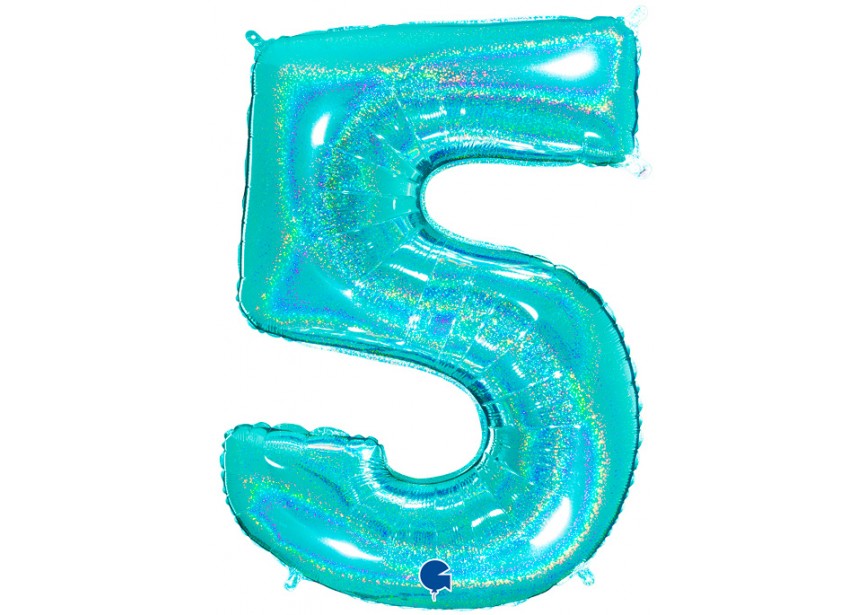 Sempertex-Folie-Betallic-Anagram-Flexmetal-Balloons-Shape-Glitter Tiffany-Number 5