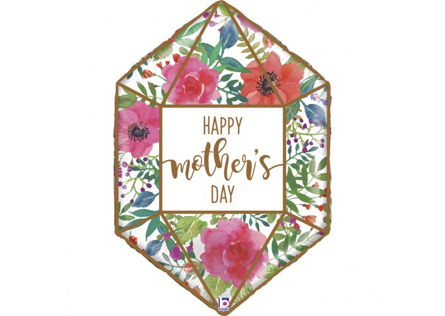 Sempertex-Folie-Betallic-Anagram-Flexmetal-Balloons-Shape-Happy Mothersday Geo Flowers