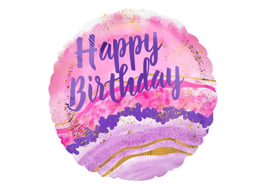Sempertex-Folie-Betallic-Anagram-Flexmetal-Balloons-Shape-Happy Birthday Watercolour Marble