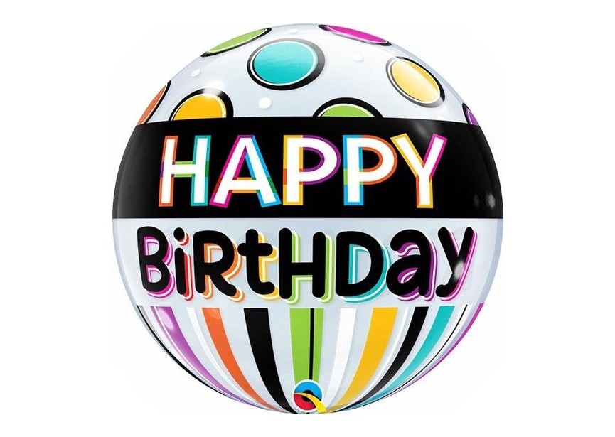 Sempertex-Folie-Betallic-Anagram-Flexmetal-Balloons-Shape-Bubbles-Black Band and Dots Birthday