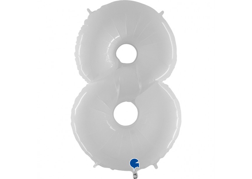 Sempertex-Folie-Betallic-Anagram-Flexmetal-Balloons-Shape-Number 8- White
