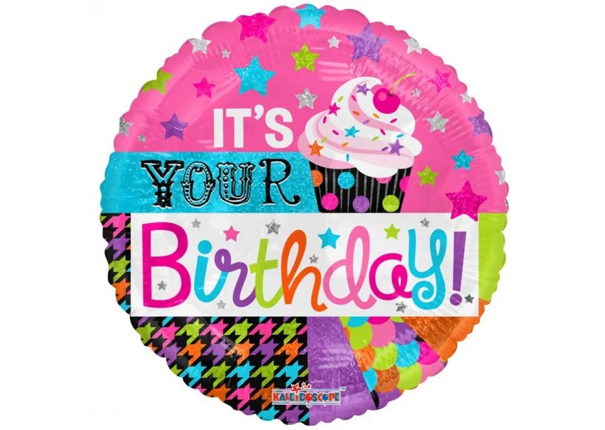 Sempertex-Folie-Betallic-Anagram-Flexmetal-Balloons-Shape-Its Your Birthday-Cupcake