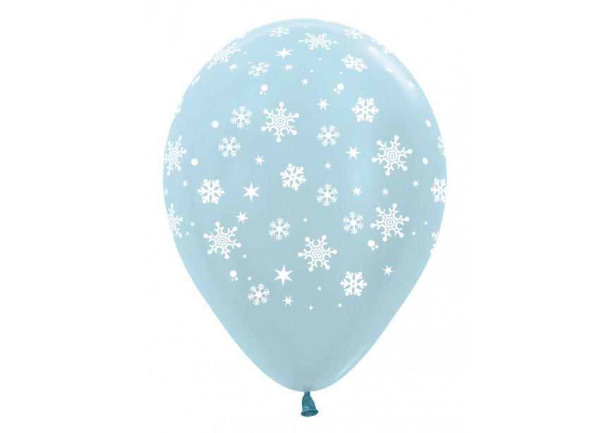 SempertexEurope-Snowflakes-PearlBlue-440-12inch-R12SNOWF-LatexBalloon