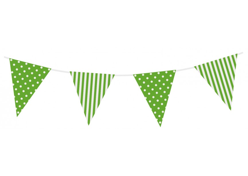 Party Vlaggen - Polka Dot/Strepen - Limoen Groen - 6 x 1 Stuk